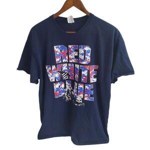 Red White Blue Iwo Jima WWII T-Shirt (Fruit of the Loom Heavy Cotton Size XL
